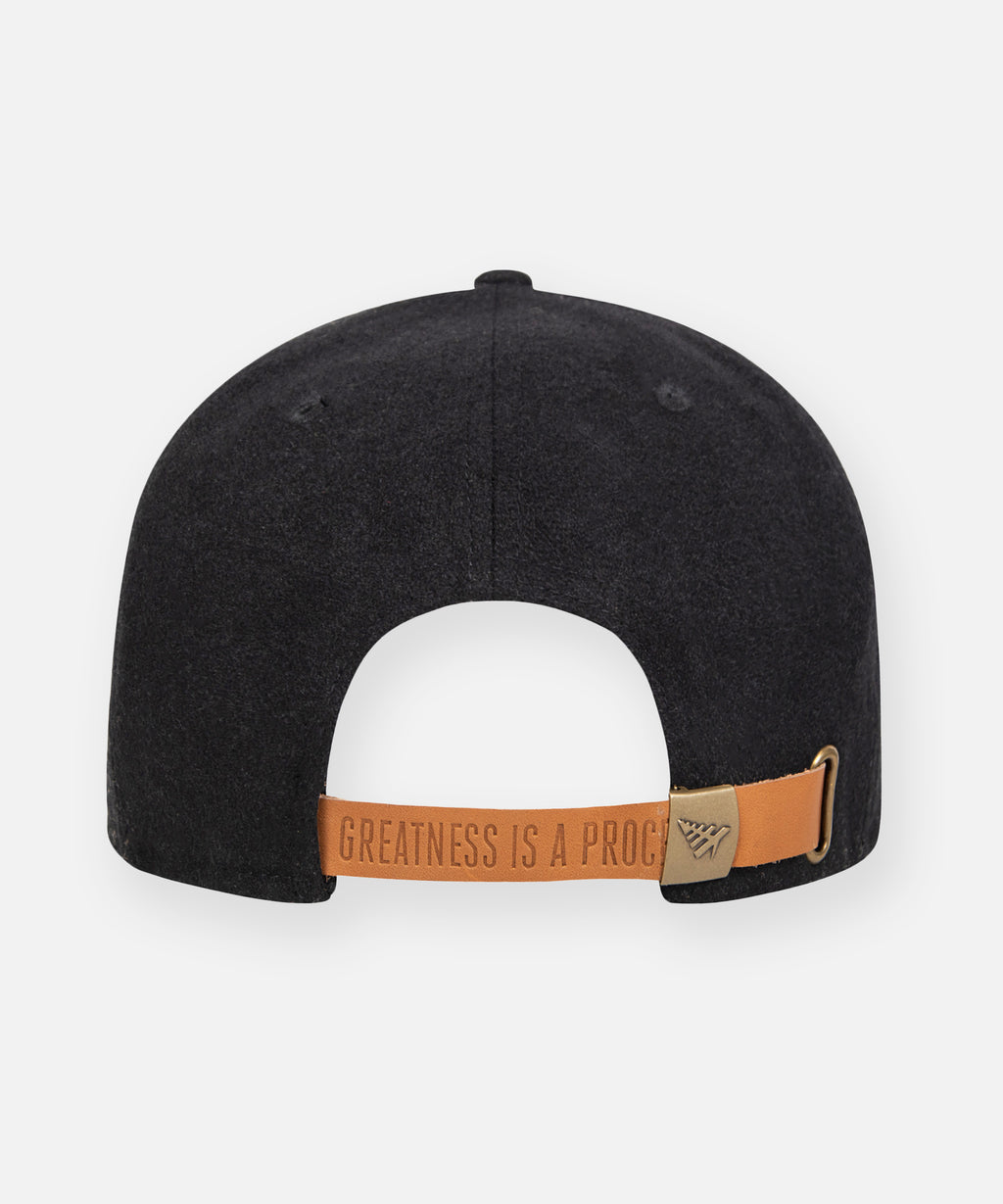 Paper Planes Wool Melton Crown 9Fifty Leather Strapback - Black