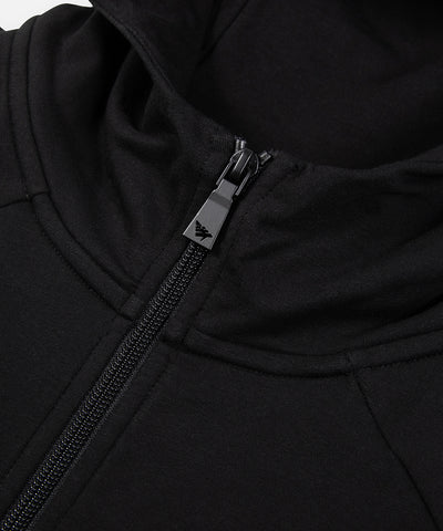 CUSTOM_ALT_TEXT: Zipper and zipper pull on Paper Planes Full Zip Hoodie, color Black.