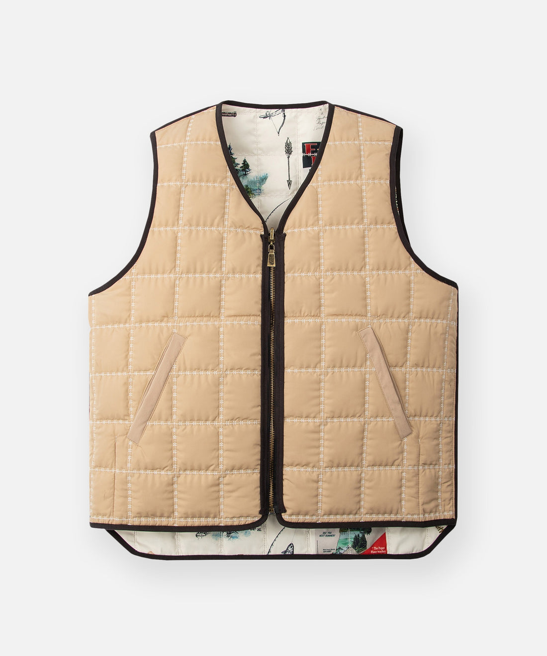 CUSTOM_ALT_TEXT: Solid side  of Paper Planes Explorer's Life Reversible Quilted Vest.