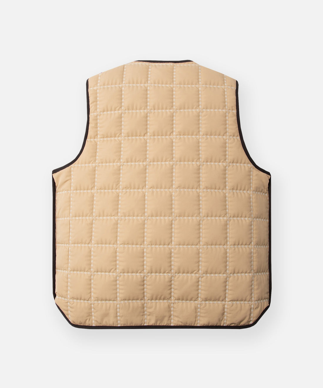 CUSTOM_ALT_TEXT: Back of solid side of Paper Planes Explorer's Life Reversible Quilted Vest.