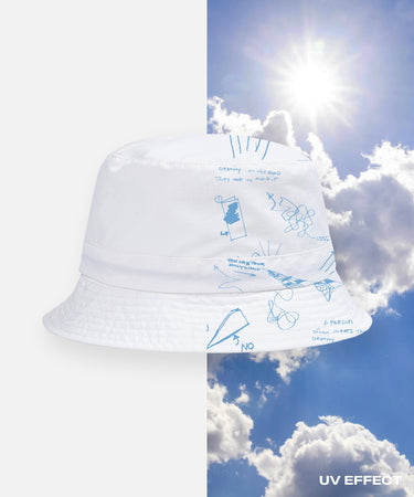 UV Sketch Print Packable Bucket Hat