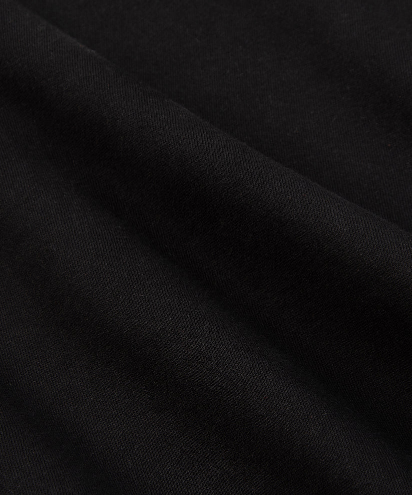 CUSTOM_ALT_TEXT: Closeup of fleece fabric on Paper Planes Dream Lab Sweatshirt, color Black.