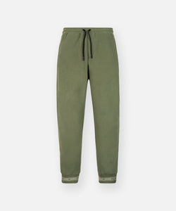 CUSTOM_ALT_TEXT: Paper Planes Logo Jacquard Pant, color Bronze Green.