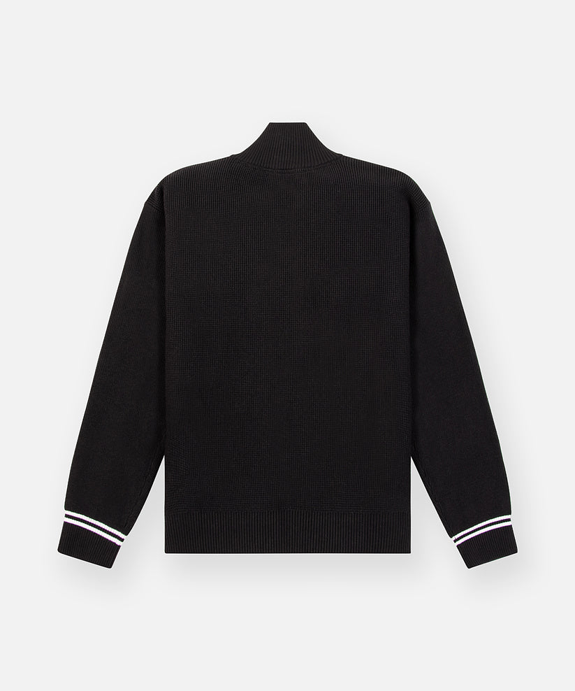 CUSTOM_ALT_TEXT: Back of Paper Planes Sweater Track Jacket, color Black.