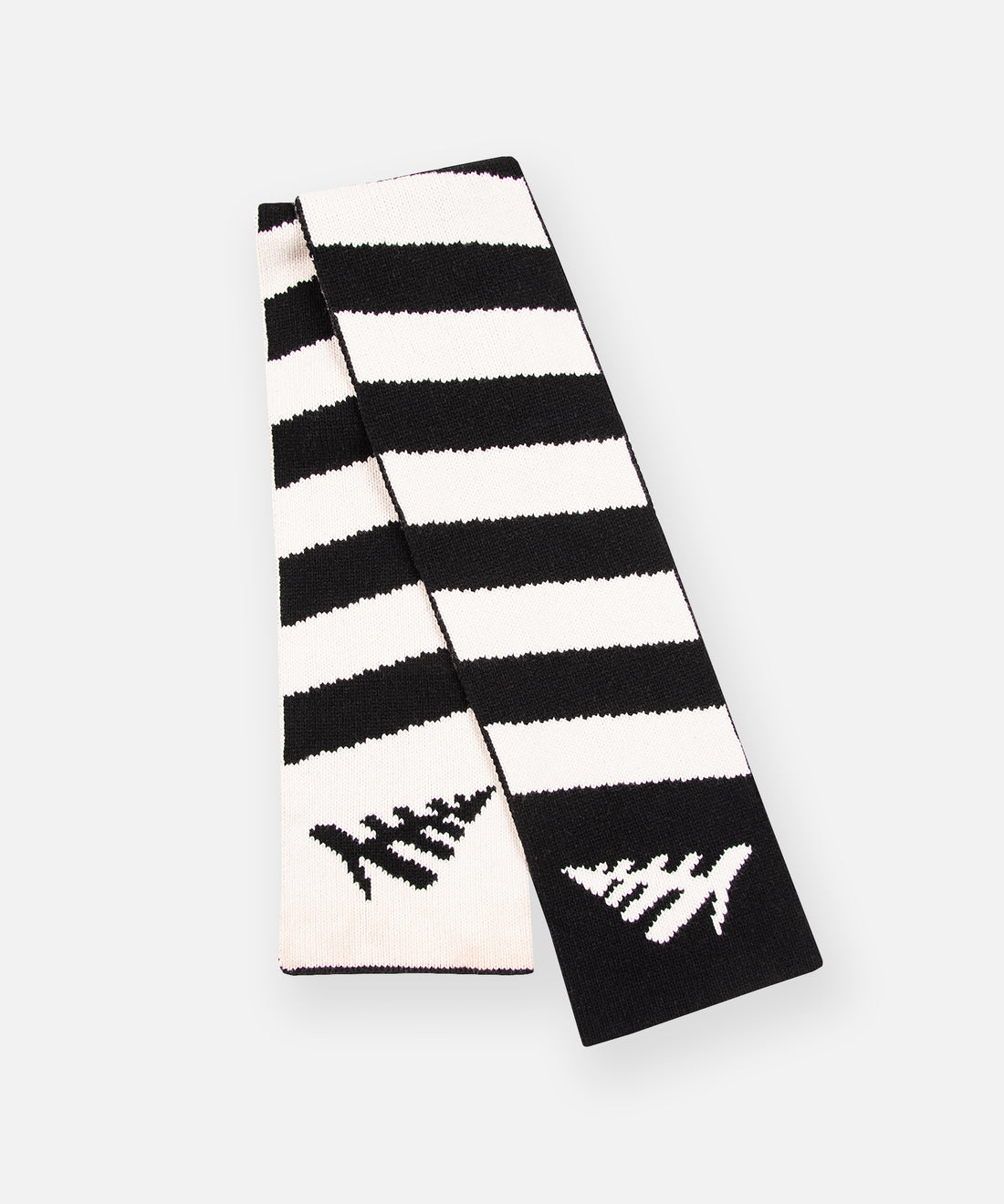 CUSTOM_ALT_TEXT: Front and back sides of Paper Planes Stripe Scarf, color Black.