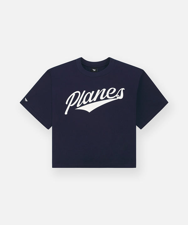 Womens Planes Script Cropped Tee