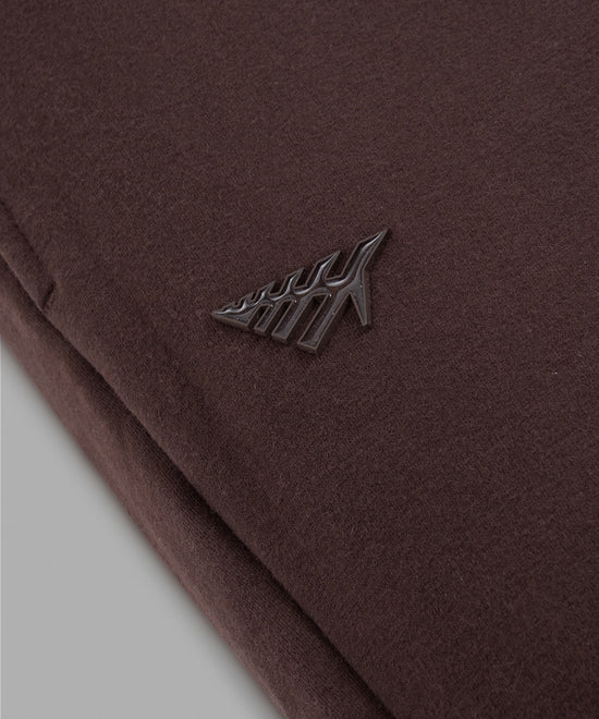 CUSTOM_ALT_TEXT: 3-D glossy silicone Plane icon  on Paper Planes Women’s Brushed Surface Fleece Sweatpant color Coffee.