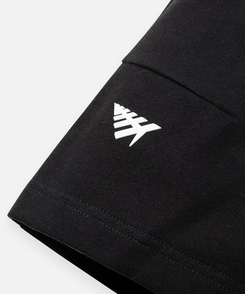 CUSTOM_ALT_TEXT: Silicone Plane logo on front of Paper Planes Gusset Short color Black.