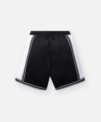 CUSTOM_ALT_TEXT: Back of Paper Planes Basketball Short color Black.