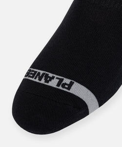 CUSTOM_ALT_TEXT: Planes logo jacquard on Paper Planes No Show Socks color Black.