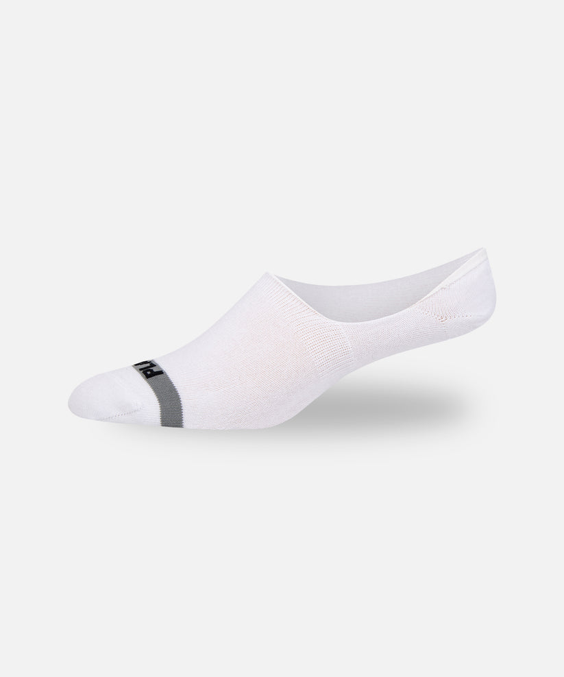 CUSTOM_ALT_TEXT: Side view of Paper Planes No Show Socks color White.