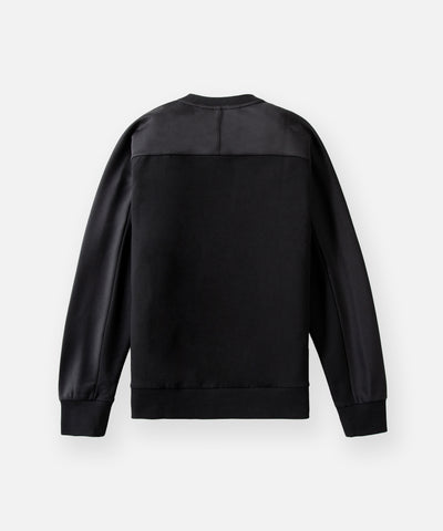 CUSTOM_ALT_TEXT: Back of Paper Planes Chromatic Crewneck Sweatshirt color Black.