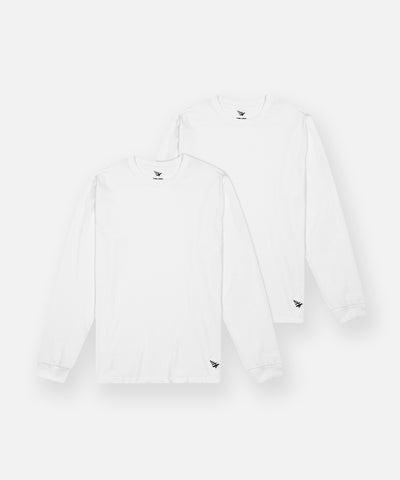 CUSTOM_ALT_TEXT: Paper Planes Essential 2-Pack Long Sleeve Tee, color White.