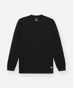 CUSTOM_ALT_TEXT: Paper Planes Essential Long Sleeve Tee, color Black.