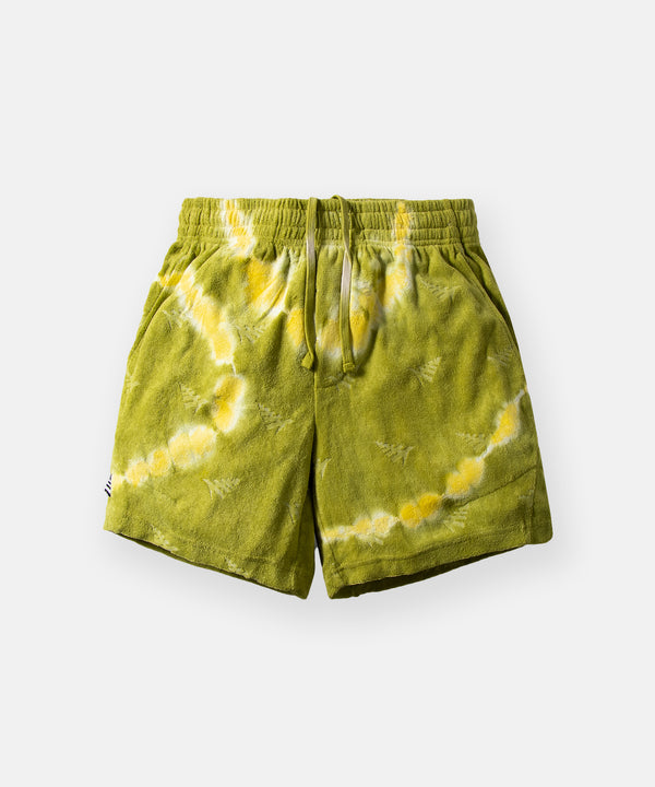 CUSTOM_ALT_TEXT: Paper Planes Do or Dye Terry Cloth Short color Olive.