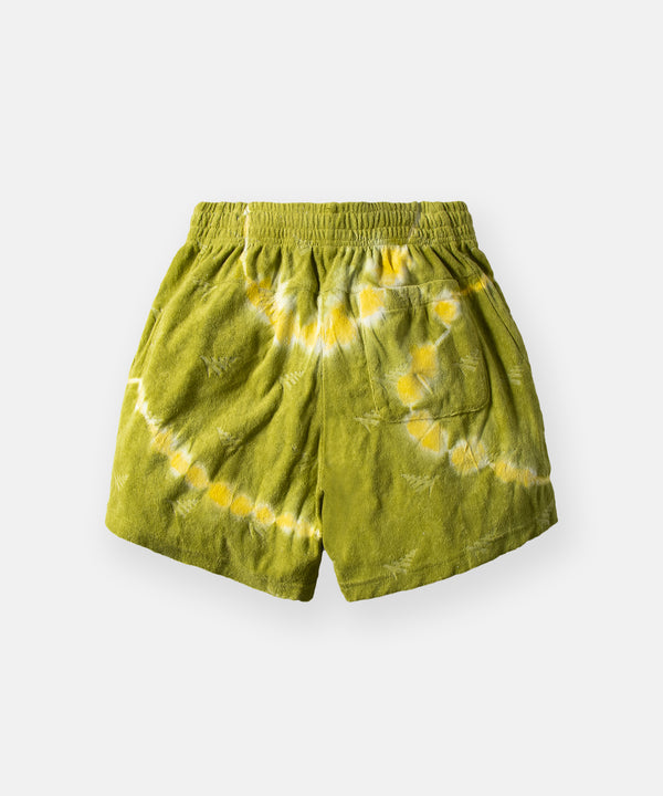 CUSTOM_ALT_TEXT: Back of Paper Planes Do or Dye Terry Cloth Short color Olive.
